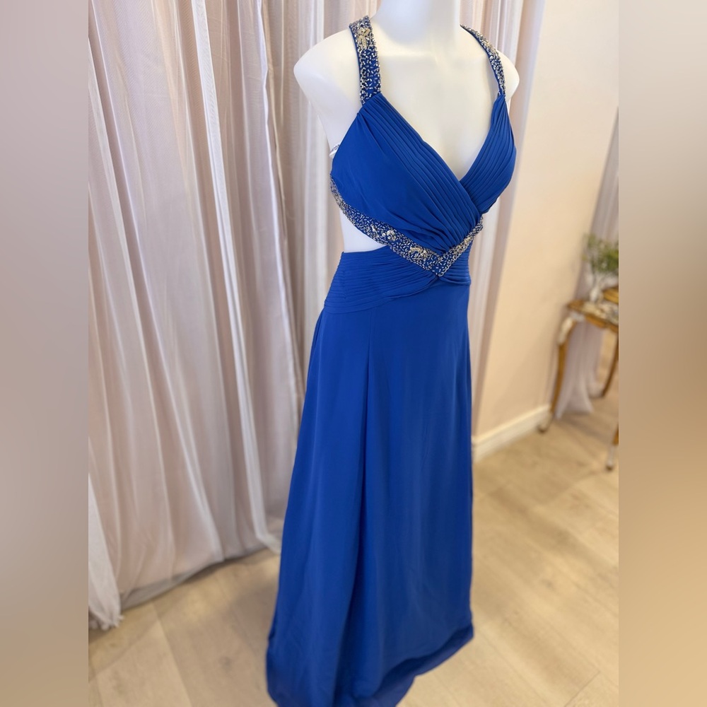 David’s Bridal Elegant Blue Evening Gown blue formal dress - Picture 4 of 11
